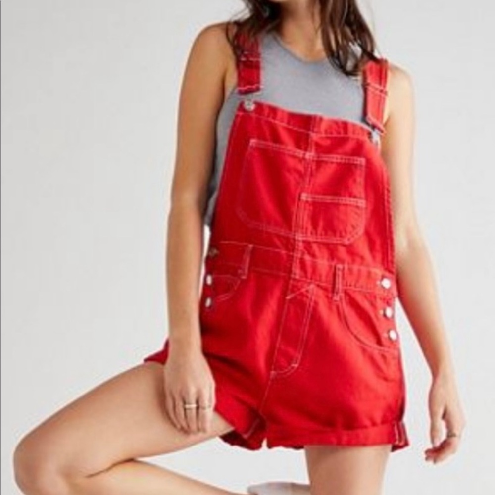 Free People Overalls Red size small